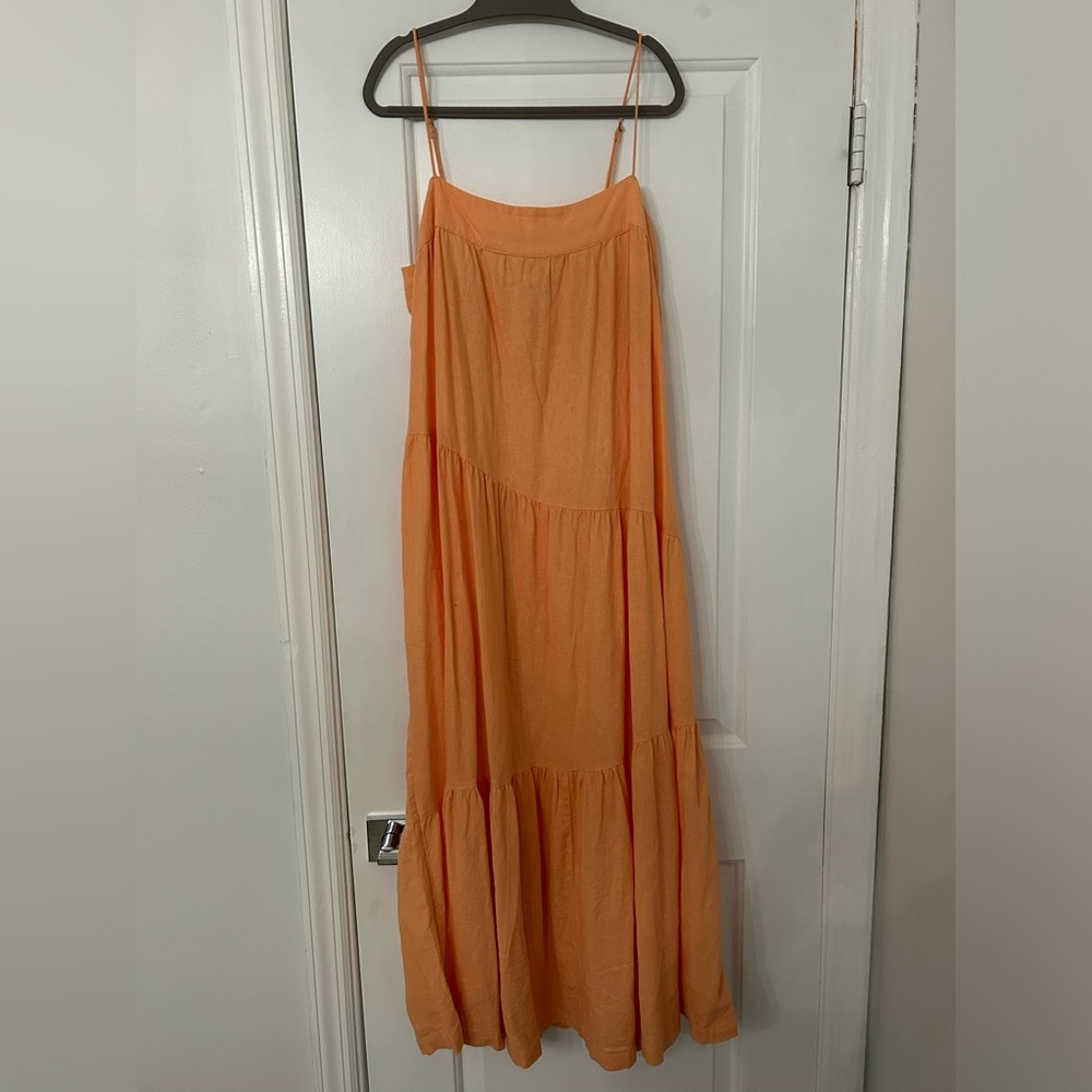 Abercrombie & Fitch | Large | Asymmetrical tiered maxi dress | Orange